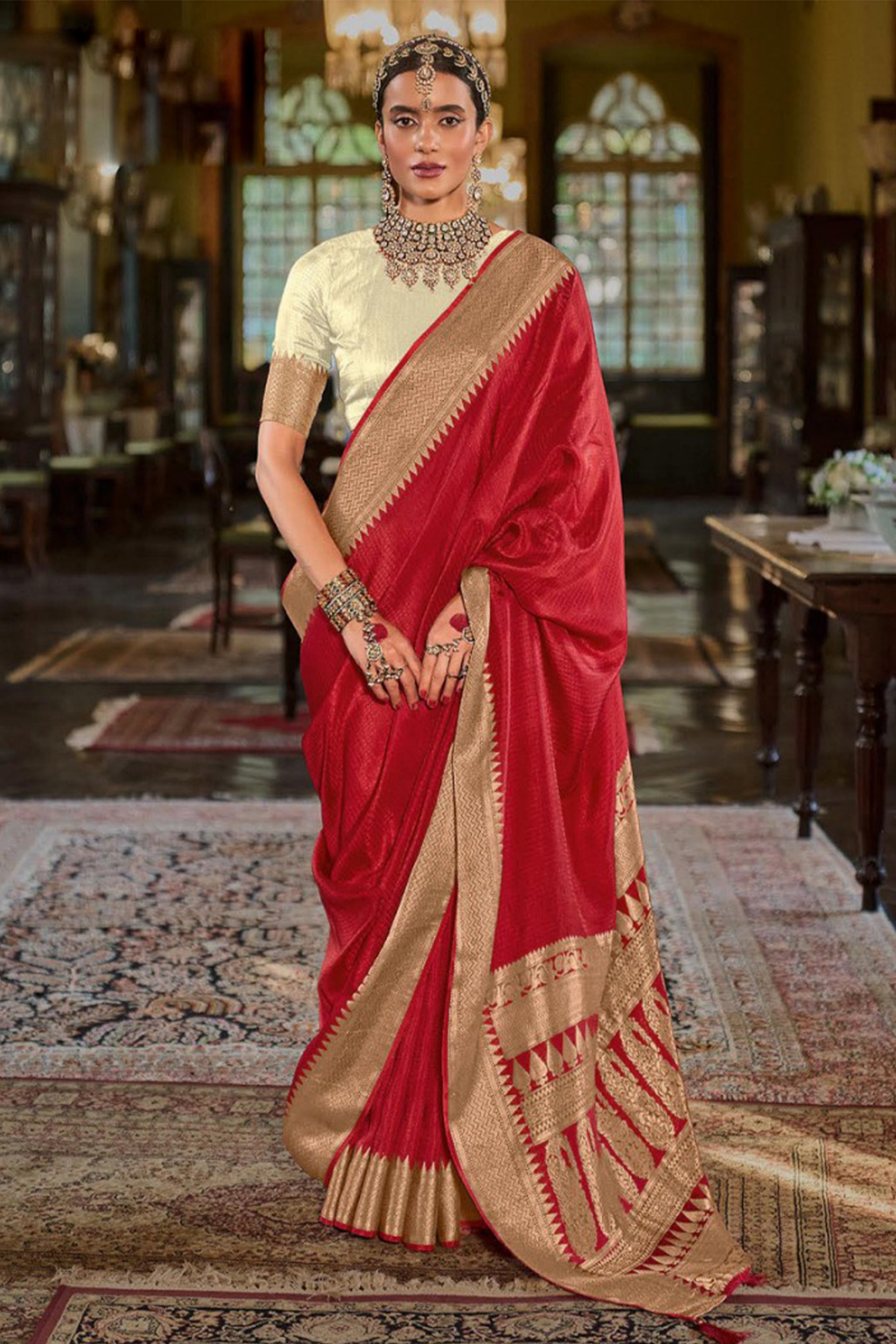 Red Art Silk Weaving Saree