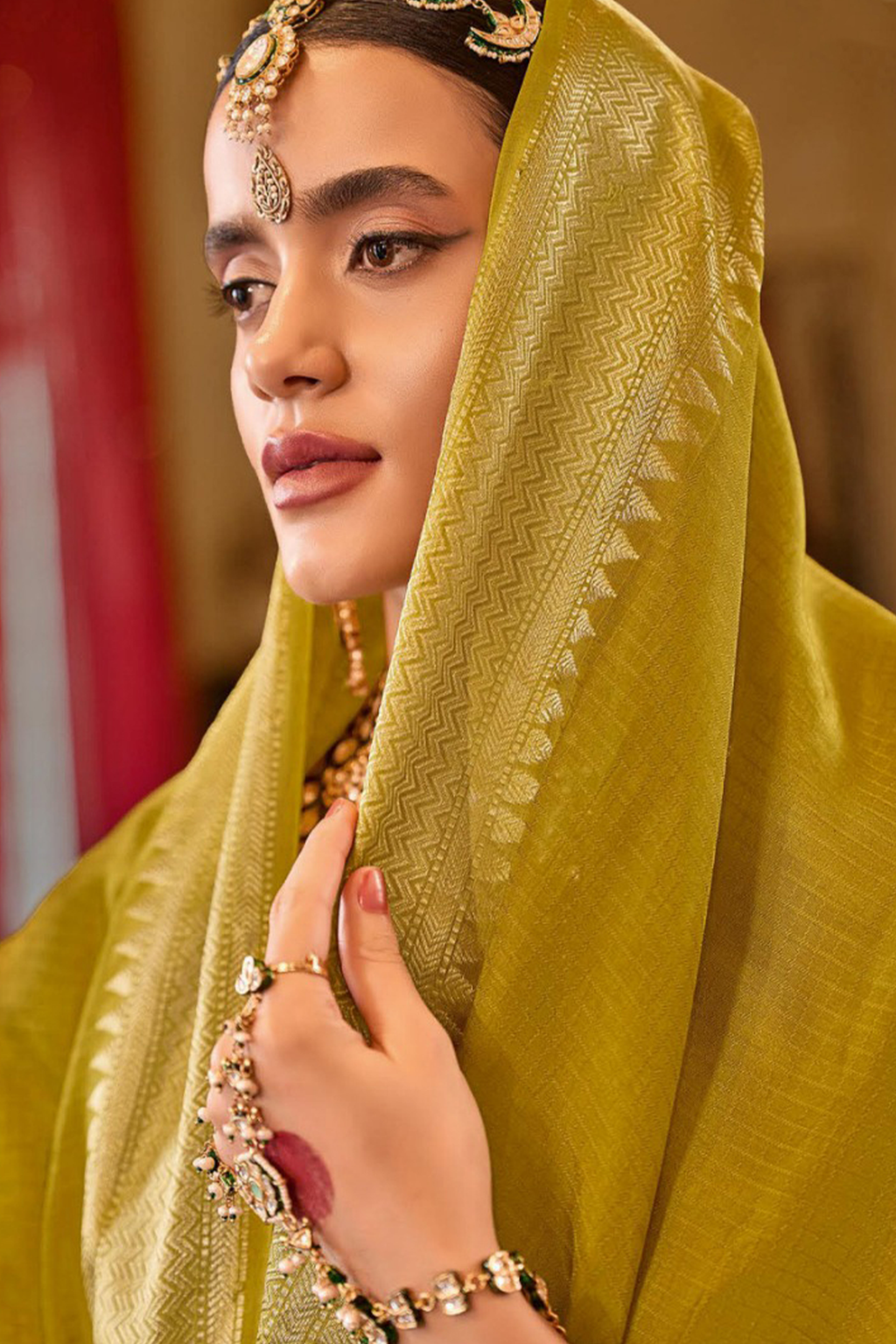 Yellow Art Silk Weaving Saree