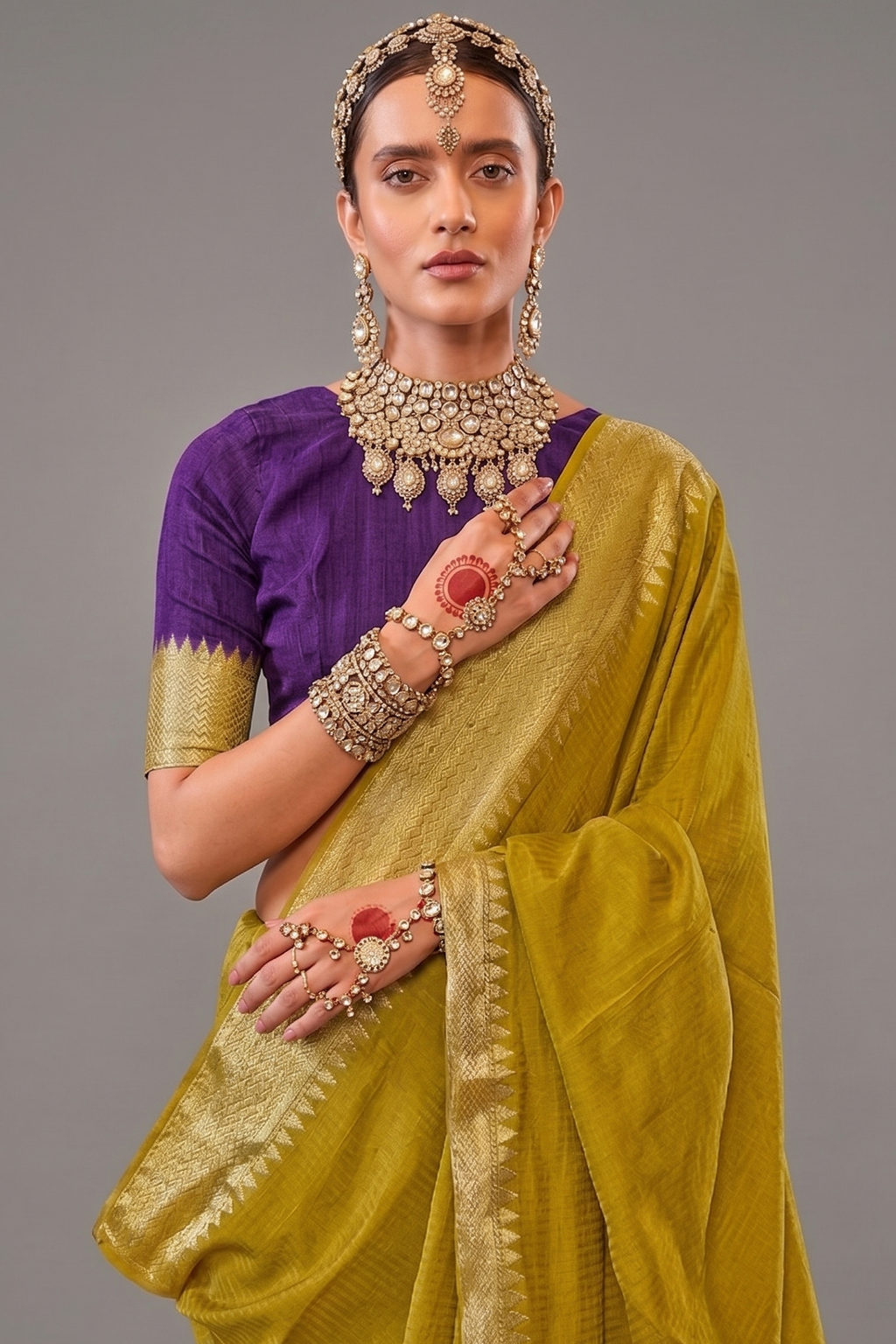 Yellow Art Silk Weaving Saree
