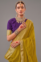 Yellow Art Silk Weaving Saree