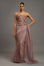 Mauve Purple Micro-Pleated Shimmer Saree with Floral Embroidered Designer Blouse