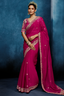 Deep Fuchsia Pink Monochrome Saree with Sequins Embroidery