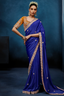 Royal Blue Tissue Organza Saree with Embroidered Blouse