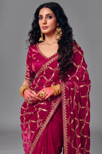 Deep Magenta Elevated Saree with Heavy Sequin Embroidery