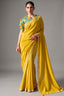 Vibrant Lemon Yellow Tissue Saree with Dhaga Embroidery