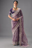 Lavender Mauve Organza Saree In Scallop Border