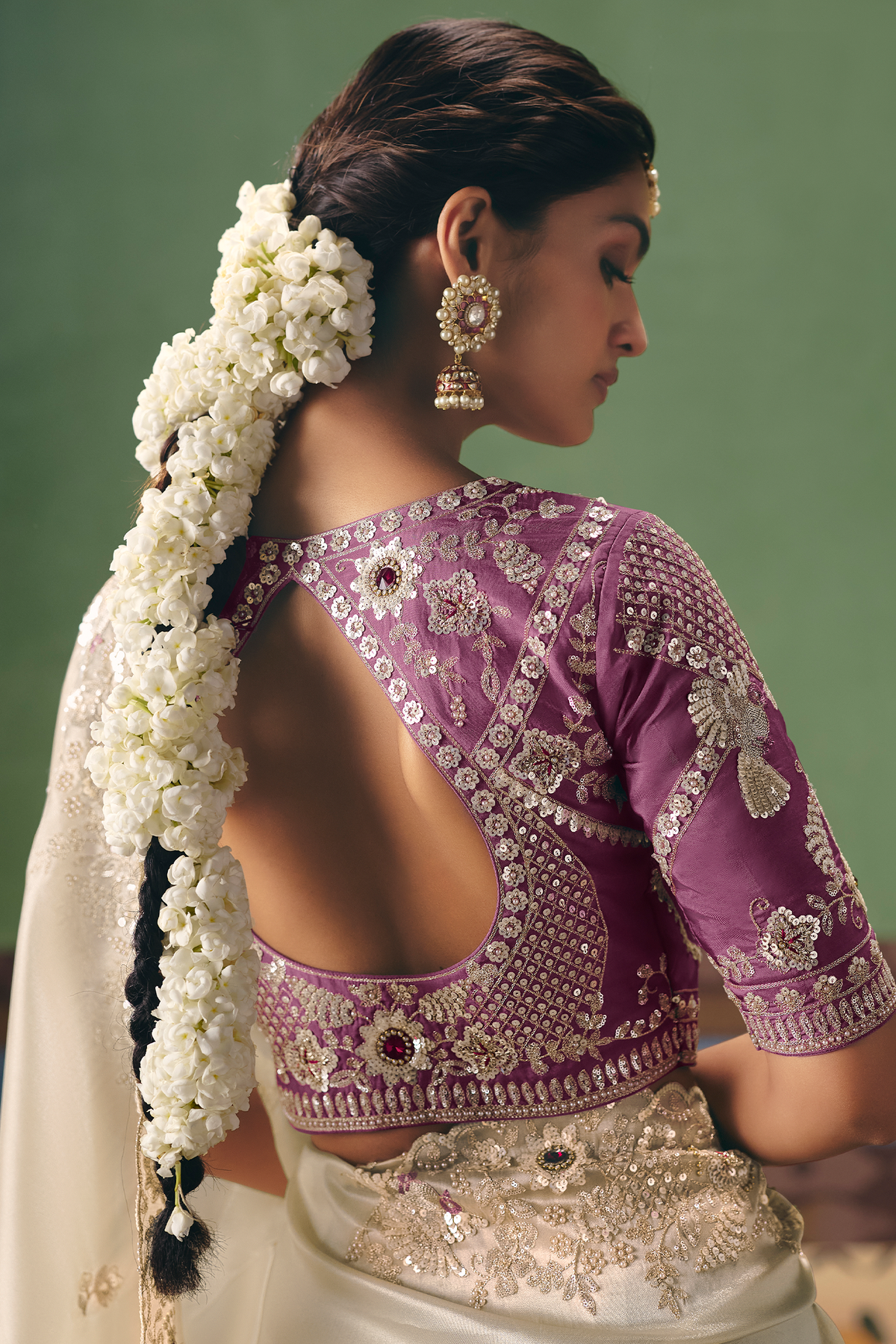 Ivory White Organza Saree Featuring Handcrafted Border