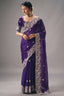 Royal Grape Purple Organza Saree with Intricate Border Embroidery