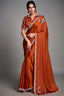 Burnt Copper Rust Satin Silk Saree Showcasing Sequin Embroidery