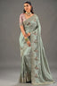 Pista Mint Green Silk Saree Adorned With Mirror Embellishment