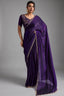 Deep Violet Chiffon Saree with Embroidered Lace