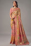 Champagne Peach Dola Silk Saree Detailed with Delicate Pastel Threadwork