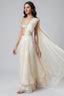 Off White Organza Tiered Draped Saree with Sequin Blouse