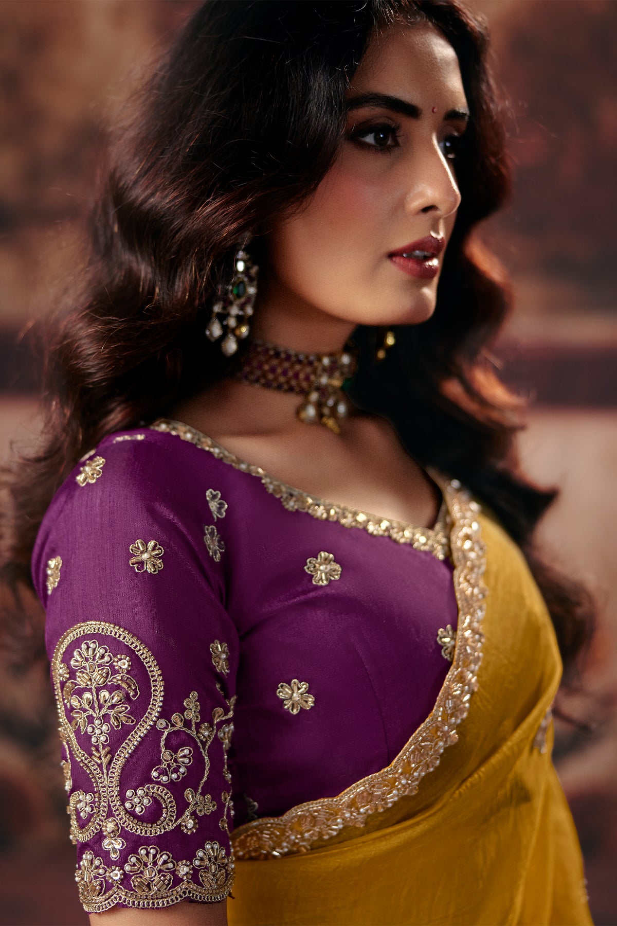 Mustard Yellow Organza Saree with Embroidered Border