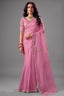 Soft Pastel Pink Organza Saree with Delicate Zari Border