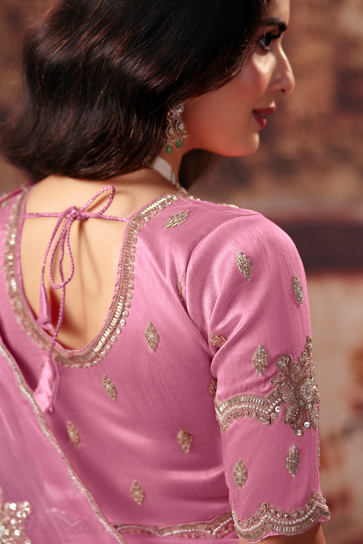 Soft Pastel Pink Organza Saree with Delicate Zari Border