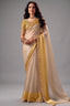 Off White Satin Patta Saree with Woven Striped Border