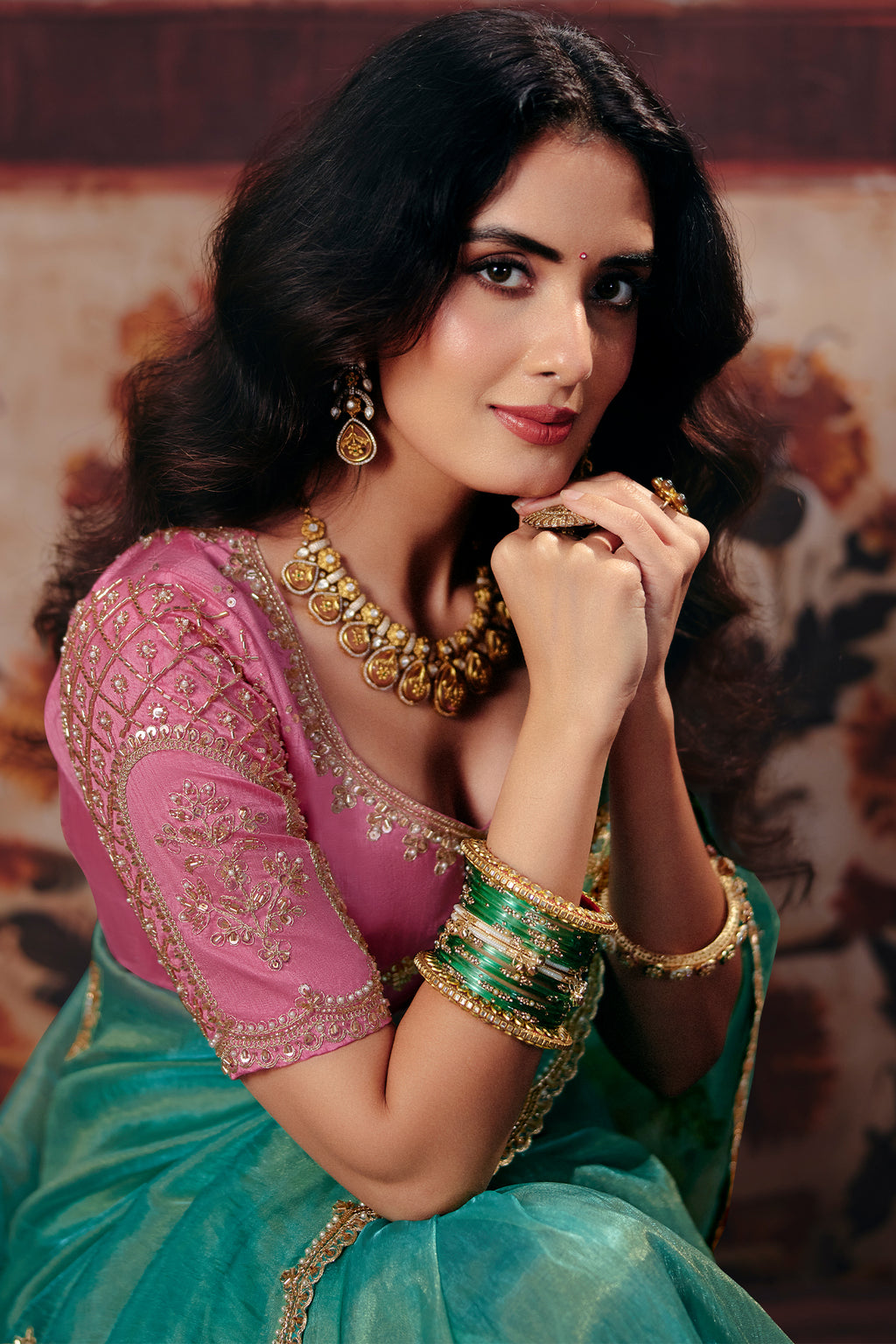 Pastel Mint Green Organza Saree with Delicate Embroidered Border