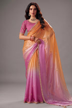 Dual-Tone Orchid Lavender Fendy Satin Saree with Embroidered Border