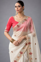Off White Tissue Silk Festive Saree with Intricate Sequined Border