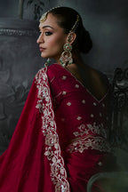 Deep Red Organza Designer Saree Set with Heavy Sequined Work