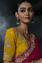 Vibrant Pink Organza Designer Saree with Thread & Sequined Fancy Border
