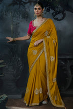 Yellow Lightweight Organza Saree with Sequined Border