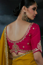 Yellow Lightweight Organza Saree with Sequined Border