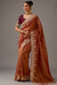 Deep Terracotta Tissue Silk Saree with Sequined Embroidery