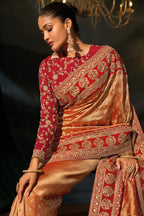 Red Heavy Sequin & Zari Hand Work Saree