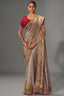 Chiku Tanchoi Silk Cutdana & Moti Hand Work Saree
