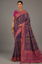 Deep Purple Shana Silk Saree Traditional Kachhi Artistry with Sparkling Diamonds