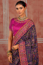 Deep Purple Shana Silk Saree Traditional Kachhi Artistry with Sparkling Diamonds
