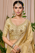 Champagne Gold Tissue Saree with Weaving