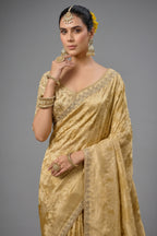 Champagne Gold Tissue Saree with Weaving