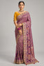 Lavender Mauve Pure Georgette Bandhej Saree with Original Mirror & Moti Work Border