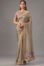 Beige Jute Tissue Silk Saree with Embroidery and Mirror