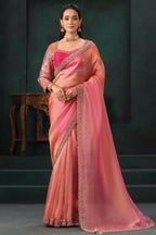 Pink Organza Satin Saree with Sequin & Cutdana Handwork