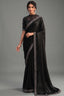 Black Crepe Satin Silk Saree with Sequins and Handwork