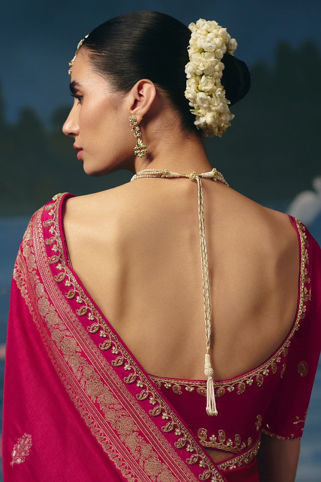 Magenta Dola Silk Saree with Handwork Border