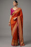 Rust Orange Dola Silk Saree with Handwork Border