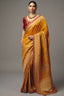 Mustard Gold Dola Silk Weaving Saree with Handwork Border
