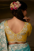 Aqua Blue Organza Saree with Intricate Gotta Patti