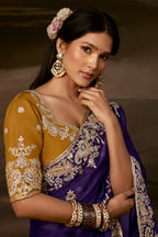Deep Purple Organza Saree with Gotta Patti