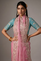 Soft Pink Organza Saree with Gotta Patti