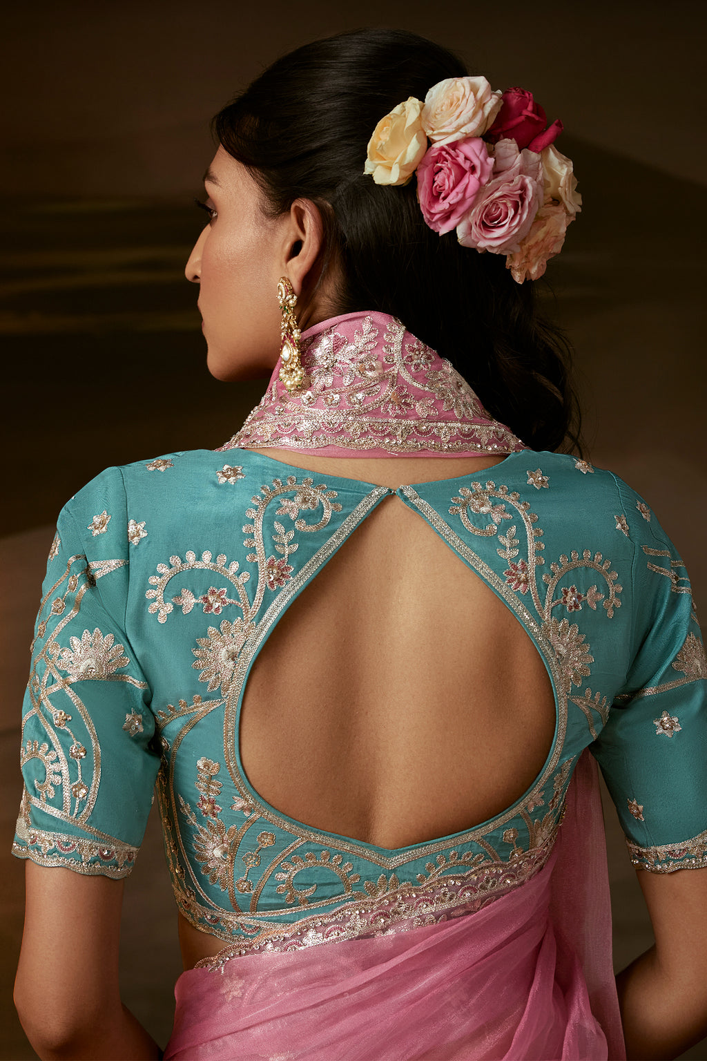 Soft Pink Organza Saree with Gotta Patti