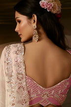 Pristine Ivory Organza Saree with Intricate Gotta Patti