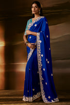 Royal Blue Organza Saree with Gotta Patti