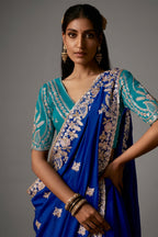 Royal Blue Organza Saree with Gotta Patti