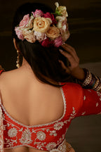 Peach Organza Saree with Gotta Patti